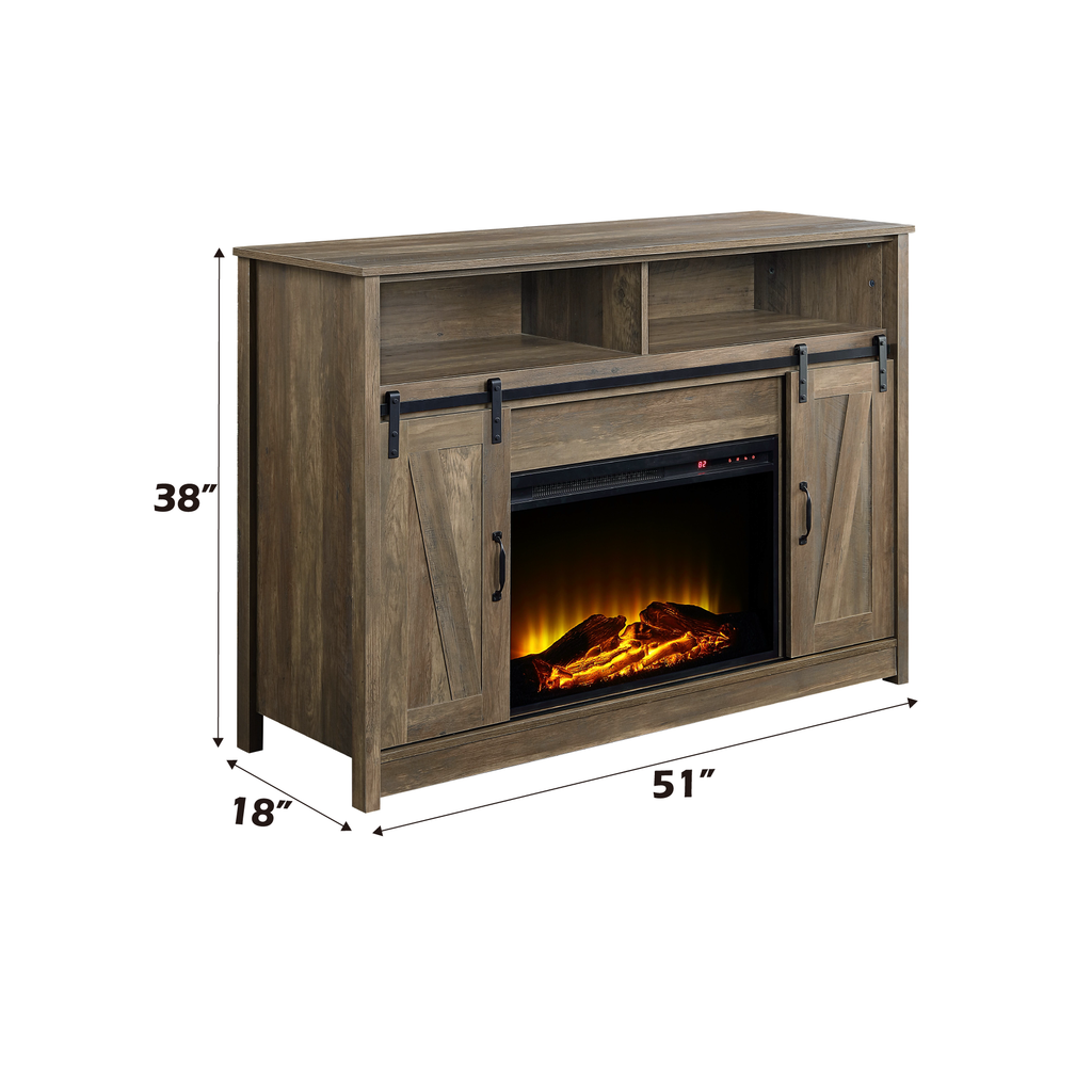 Tobias Rustic Indoor Fireplace TV Stand