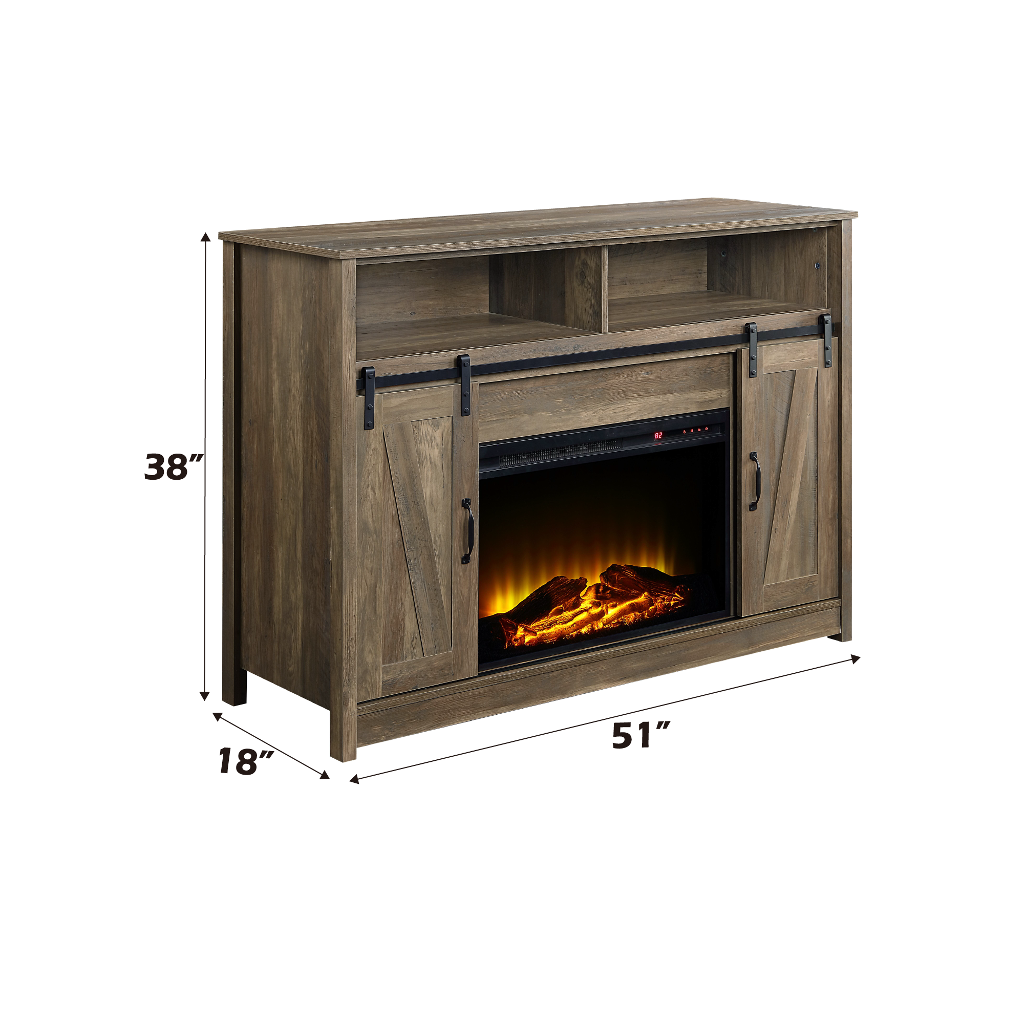 Tobias Rustic Indoor Fireplace TV Stand