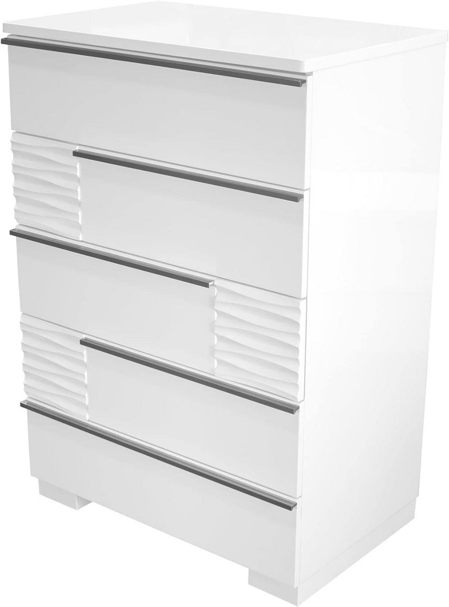 Modern Bedroom 5-Drawer Chest in White Finish
