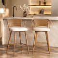 Rattan Backrest Bar Stools Set of 2