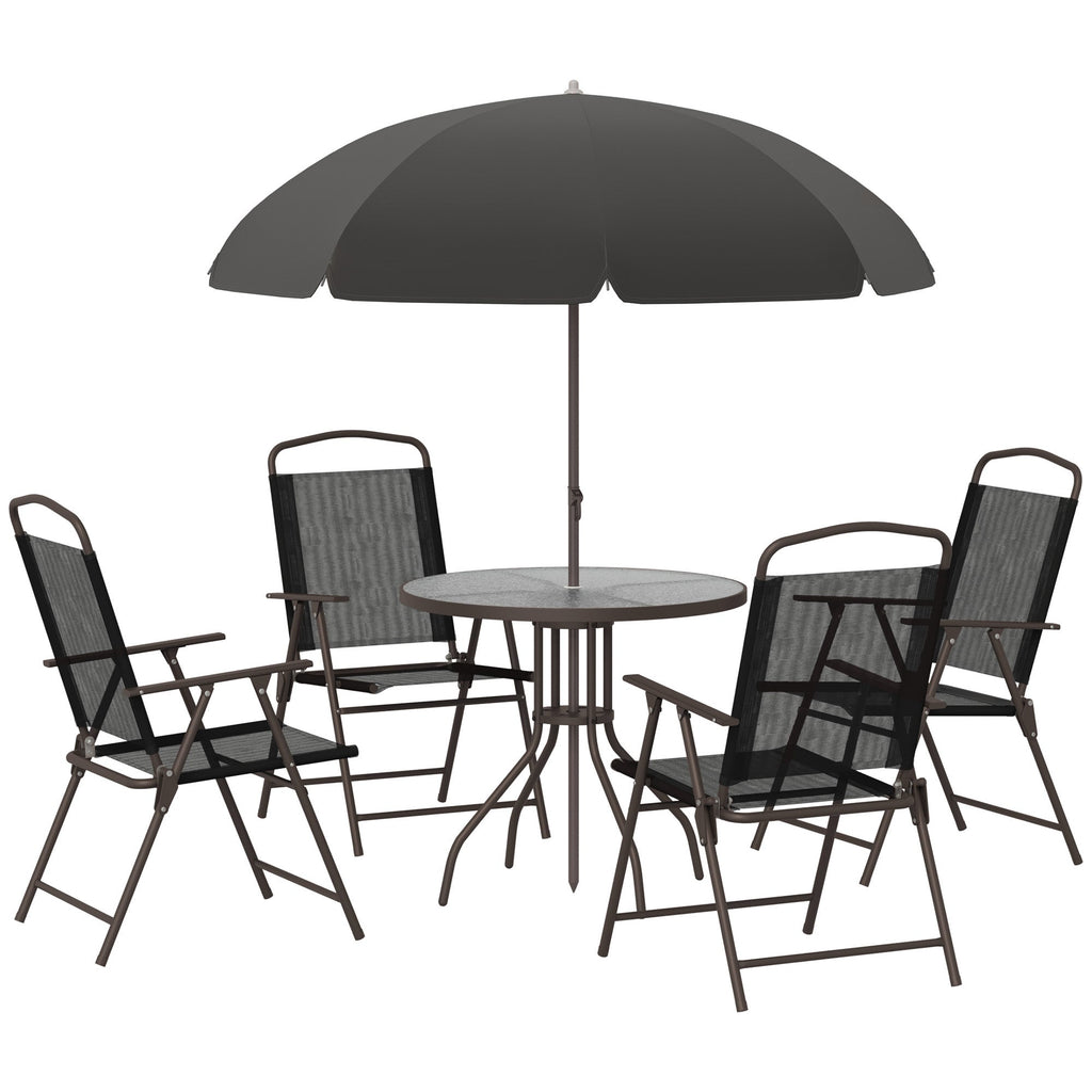 Outsunny 6 Piece Patio Dining Set for 4 with Umbrella