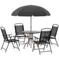Outsunny 6 Piece Patio Dining Set for 4 with Umbrella