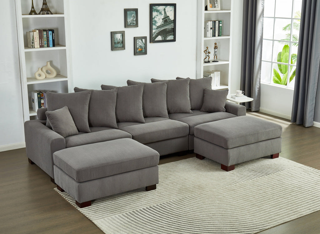 Modular Sectional Sofa - 5 Seater Oversized Convertible L & U Shaped Couch