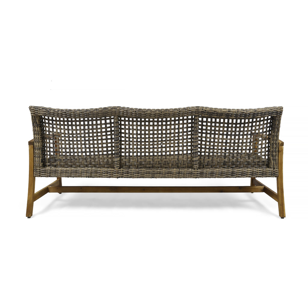 Hampton Wood + Wicker 3 Seater