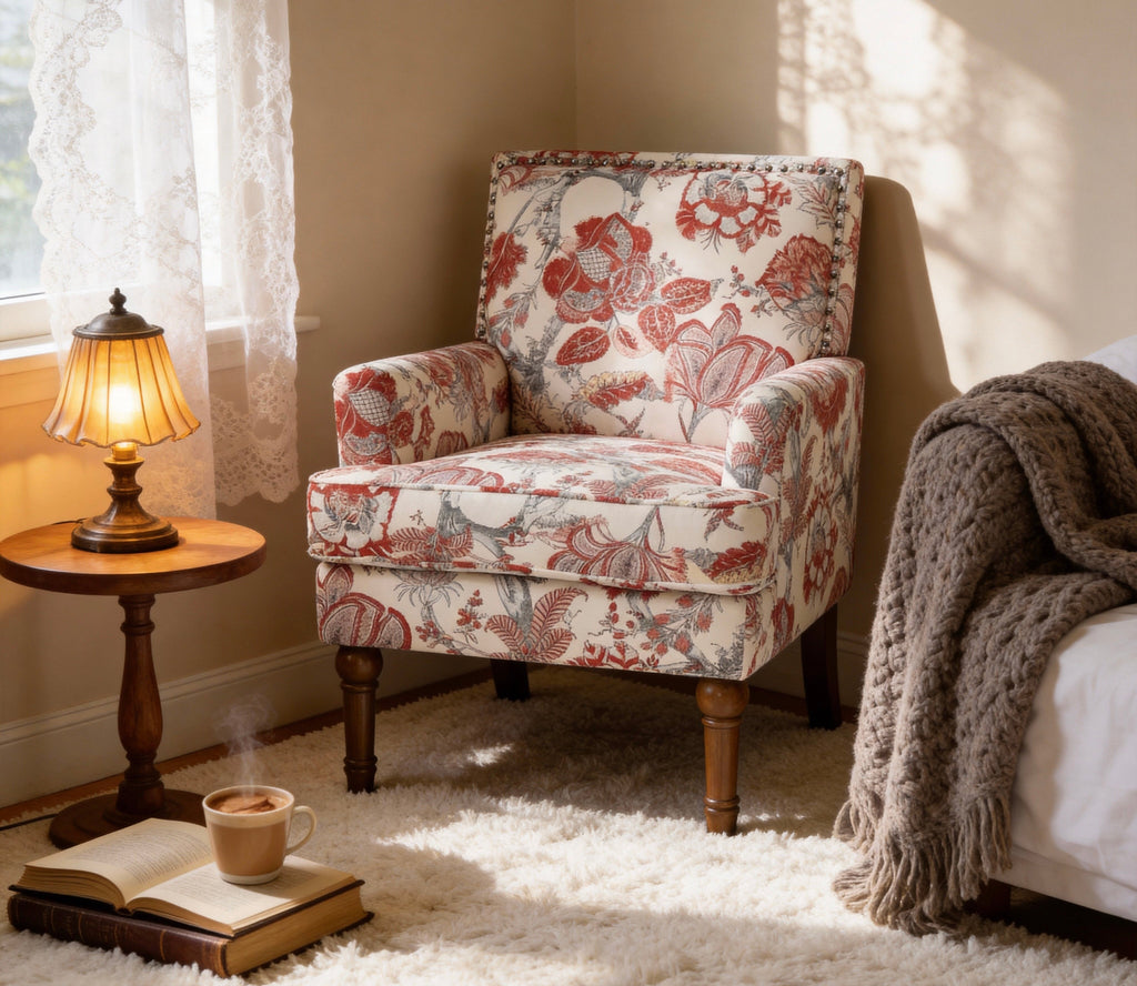 Accent Chair with Solid Hardwood Frame and Hand-Woven Paper Rope Arm