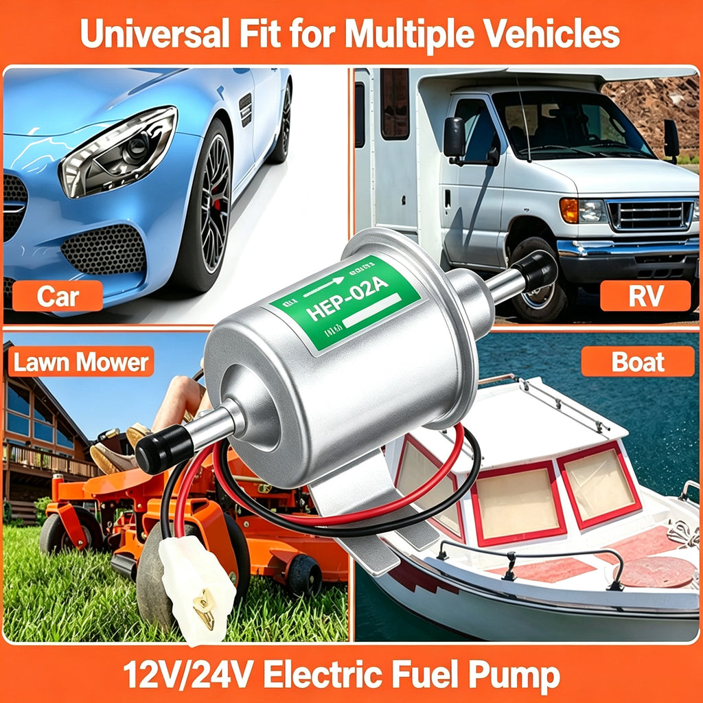 Universal 12V 24V Electric Fuel Pump HEP02A Inline Gasoline Transfer Pump Universal Replacement For Modified Cars Lawn Mower Boat RV