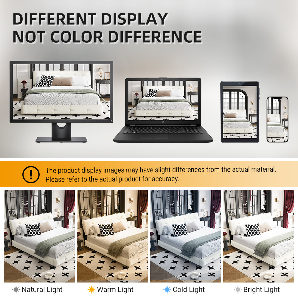 Queen Size Tufted Bed Frame with Extra-Large Ultra-Soft Cloud Pillow Design