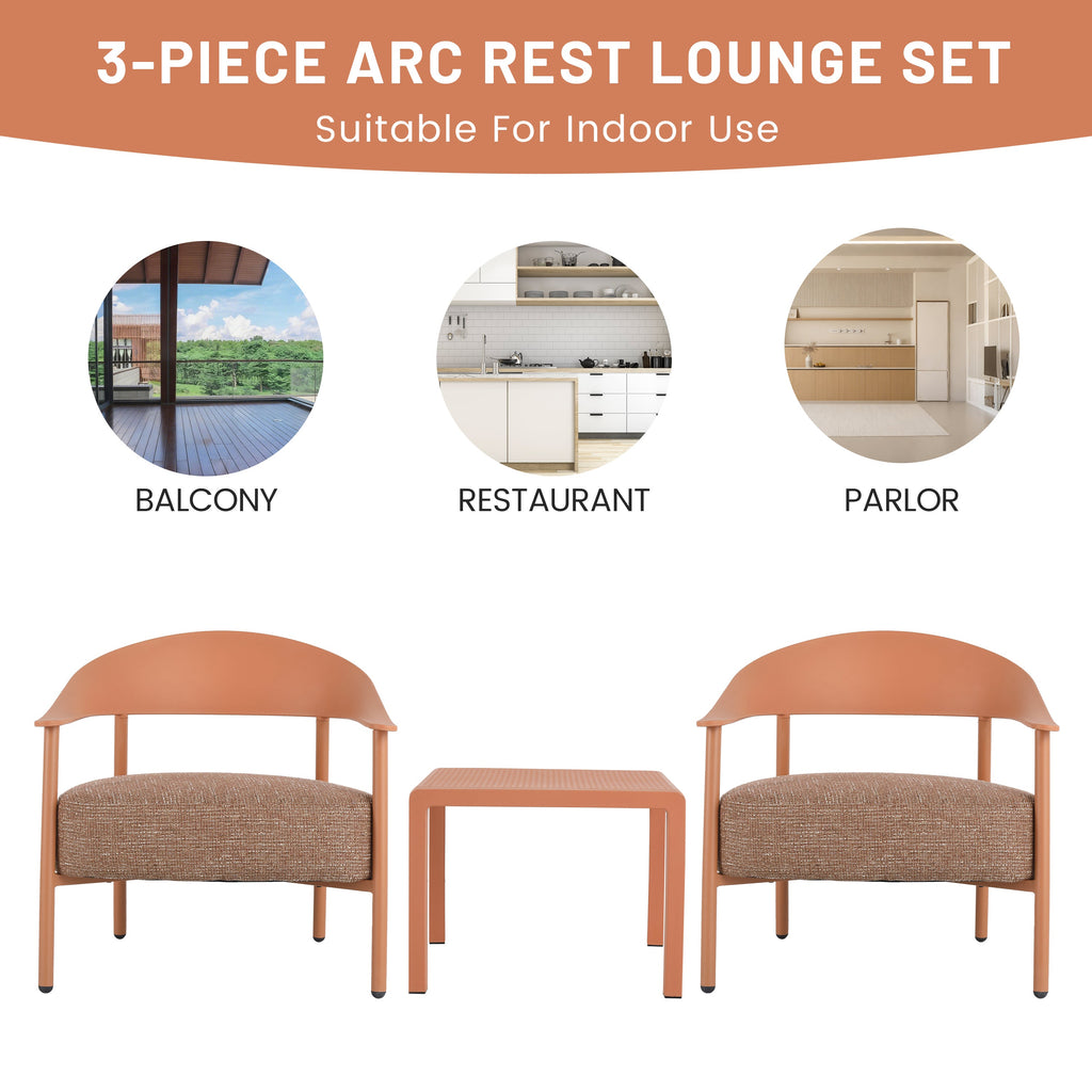 Summer Modern 2-Piece Accent Chair Set with Coffee Table – Apricot
