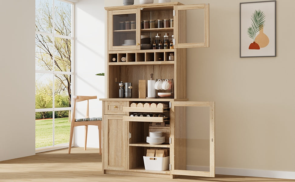 TOPMAX Farmhouse Freestanding Buffet with Hutch
