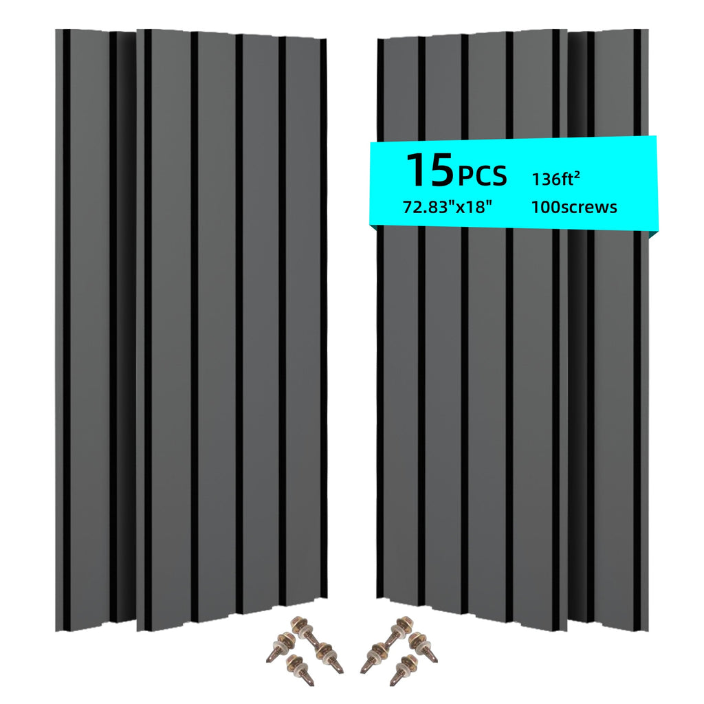Metal Roof Panel Length 72.8IN - 15 PCS Galvanized Roof Panels