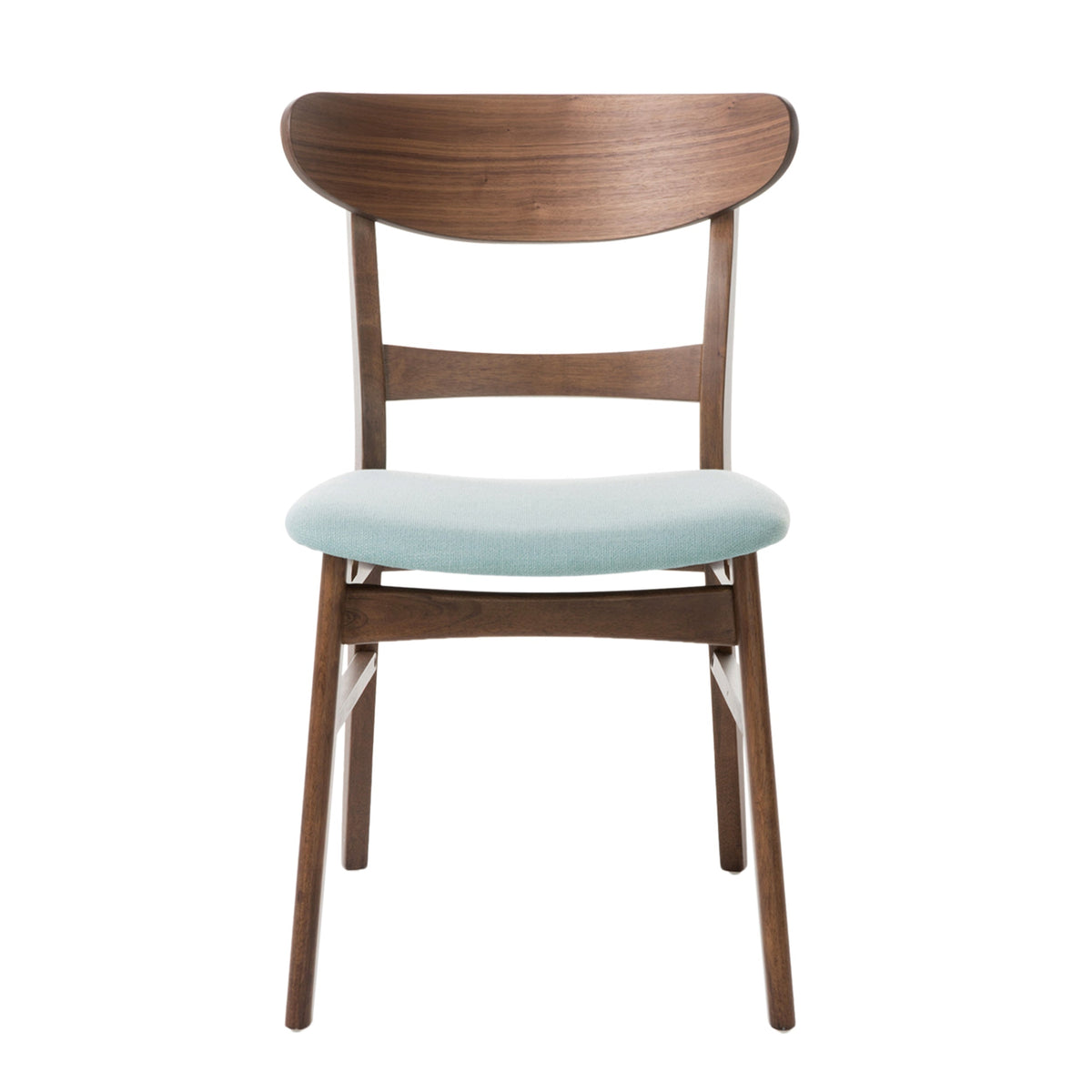 Set of 2 Dining Chairs - Upholstered Seat, Rubberwood Legs, Walnut+Mint