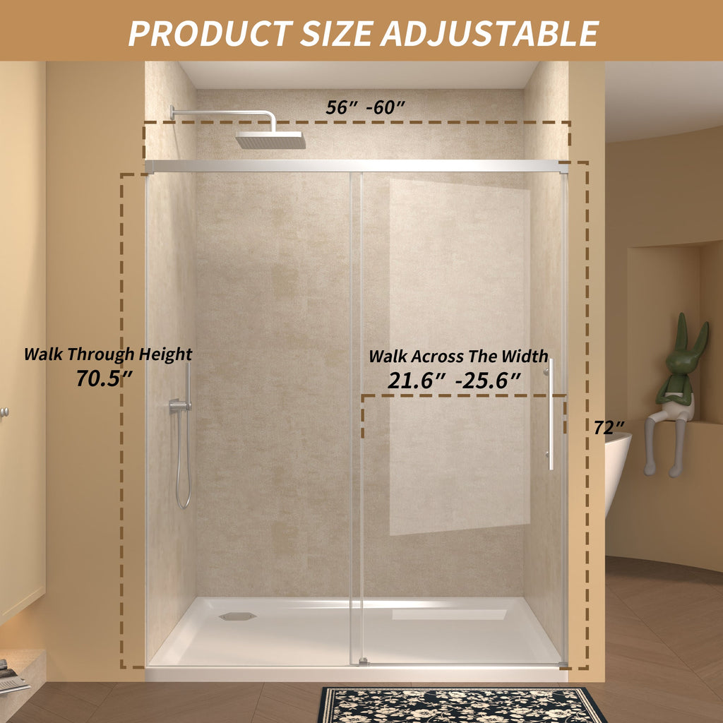 60" Width x 72" Height Single Sliding Shower Door