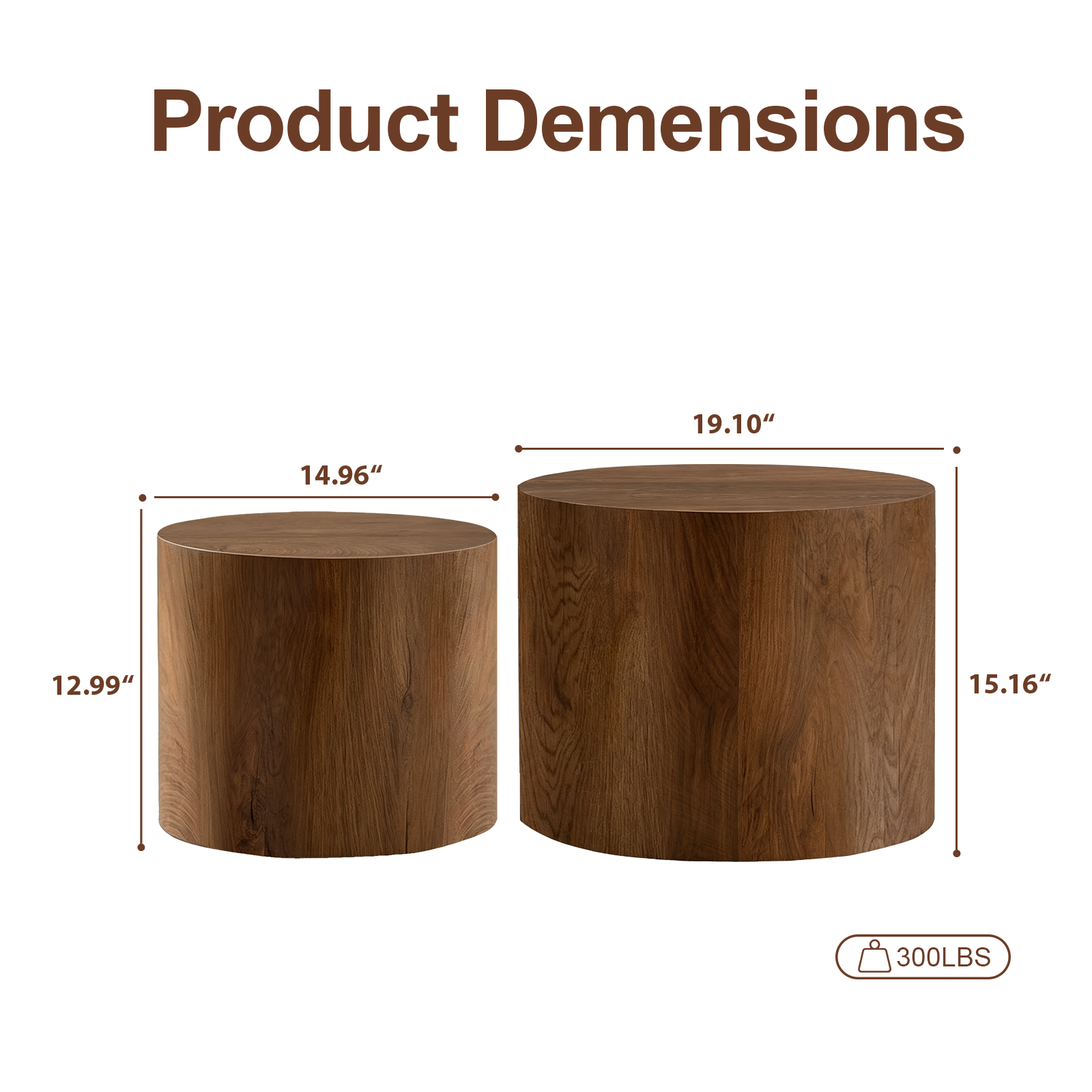Nesting Coffee Table Set of 2, Modern Round Design