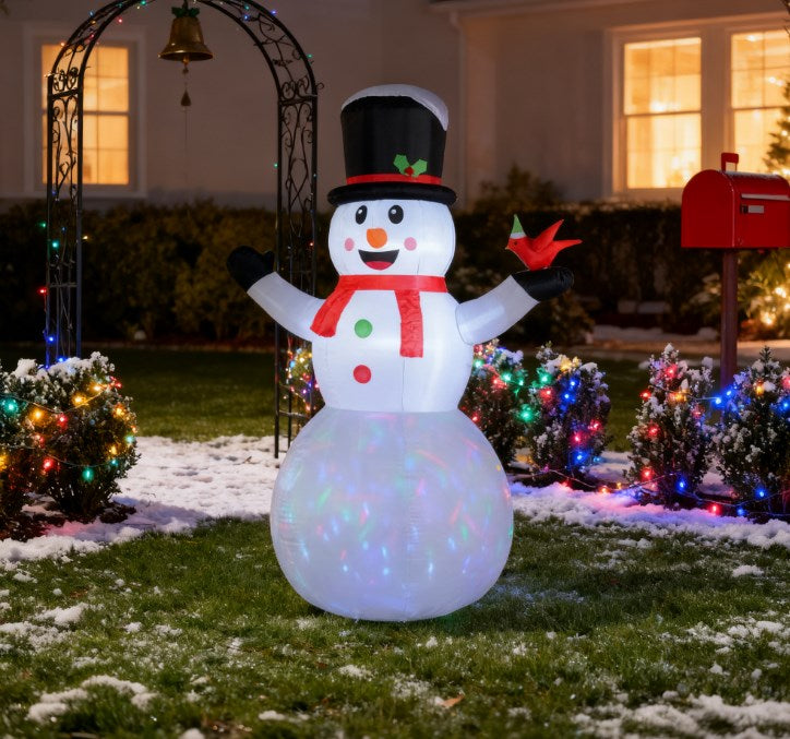Giant Inflatable Snowman With Rotating Colorful LED Light