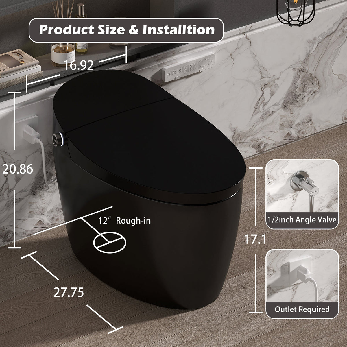 Smart Toilet with Bidet Built-In, ADA One-Piece
