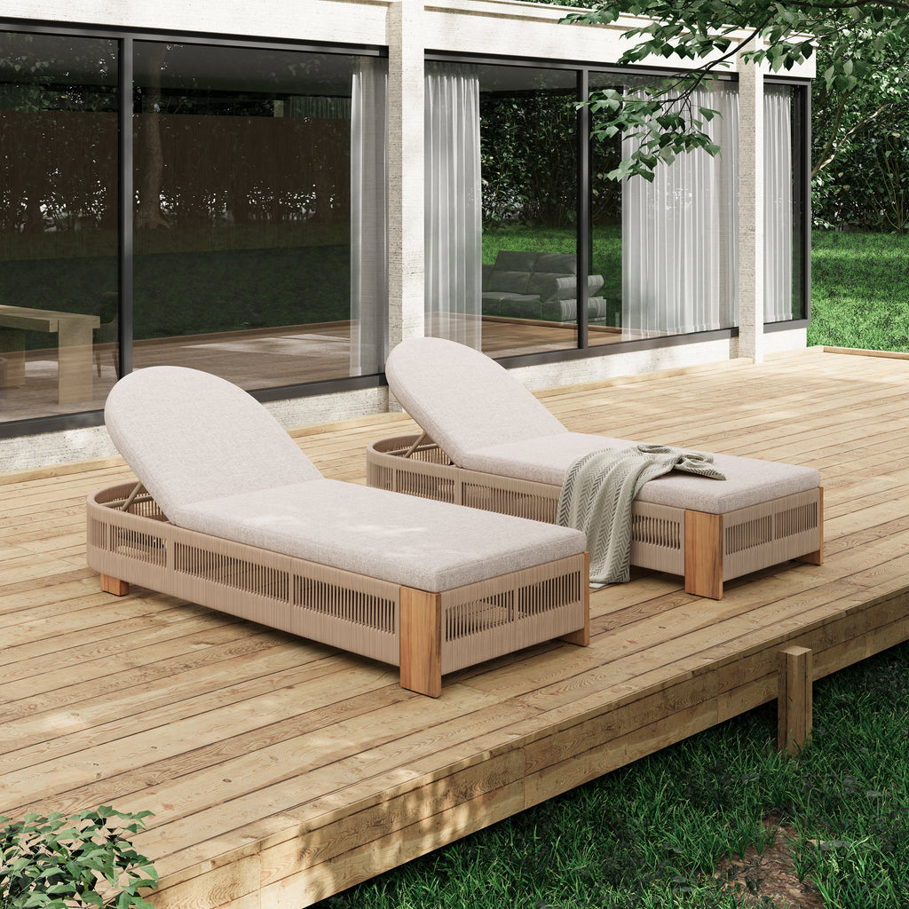 Outdoor Chaise Lounge Chair, Acacia Wood Pool Chair