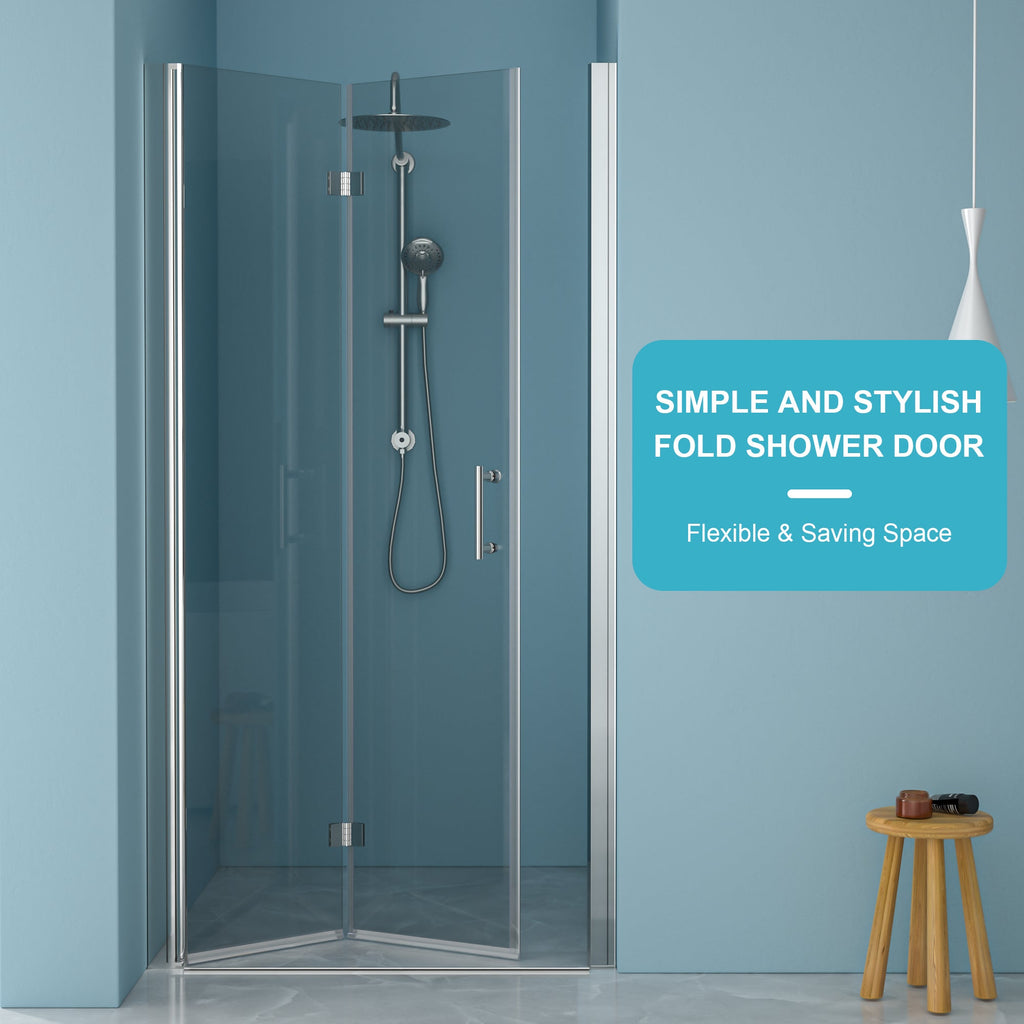 36"W x 72"H Fold Frameless Shower Door