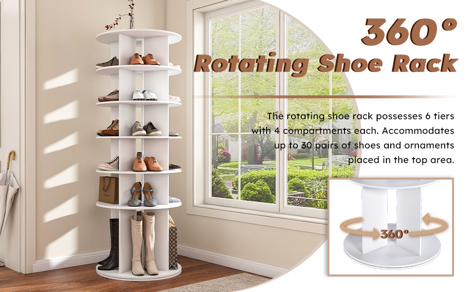 Rotating Shoe Rack Tower, 6-Tier Spinning Shoe Rack