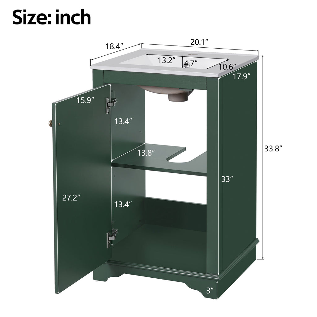 20-Inch Bathroom Vanity with Ceramic Sink