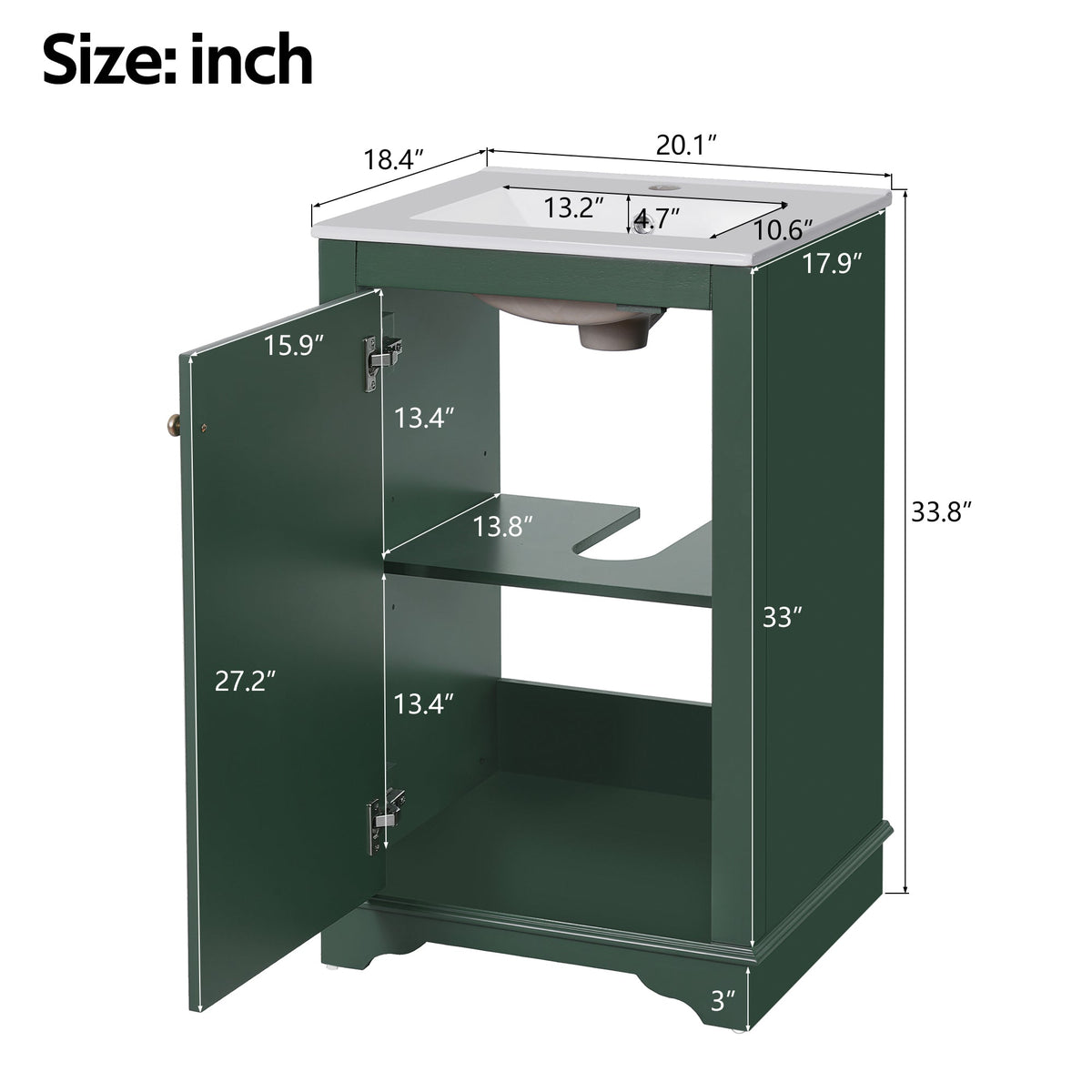20-Inch Bathroom Vanity with Ceramic Sink