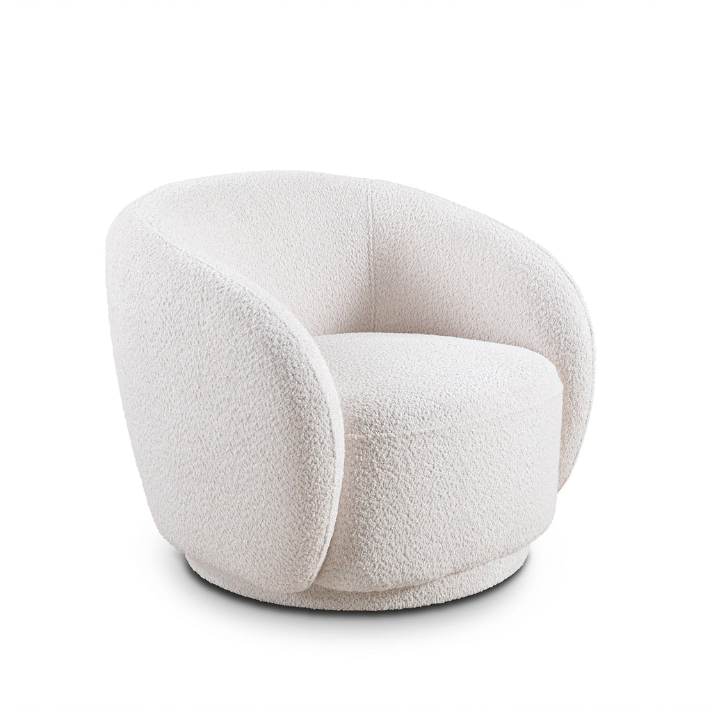 Swivel Accent Chair in Boucle Fabric Upholstered Barrel Chair