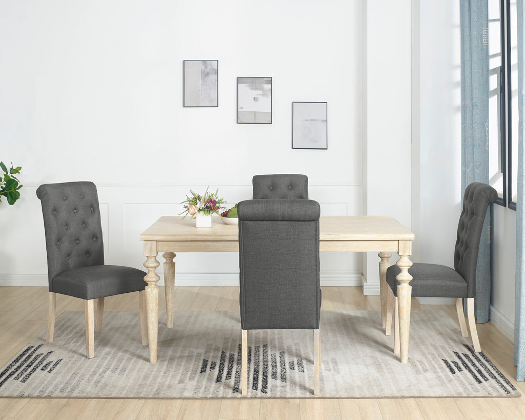 Amonia 5-Piece Dining Set, Turned-Leg Dining Table with 4 Tufted Chairs