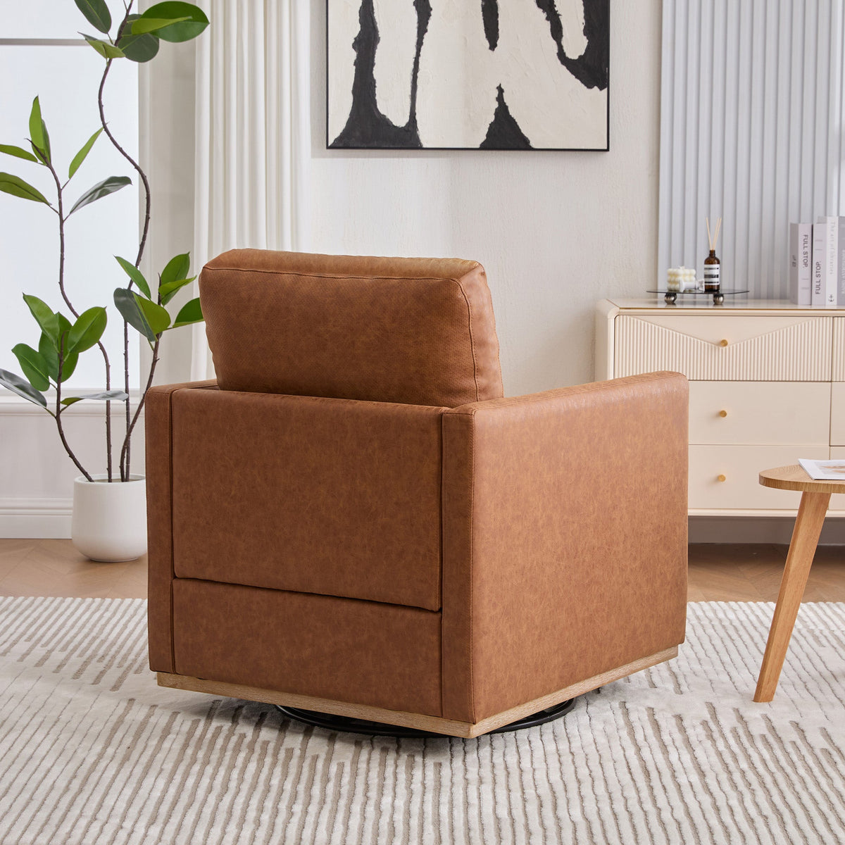 30.7"W Upholstered Square Swivel Accent Chair