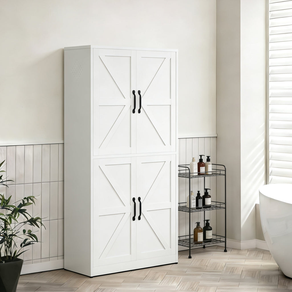 White Steel Kitchen Pantry Storage Cabinet