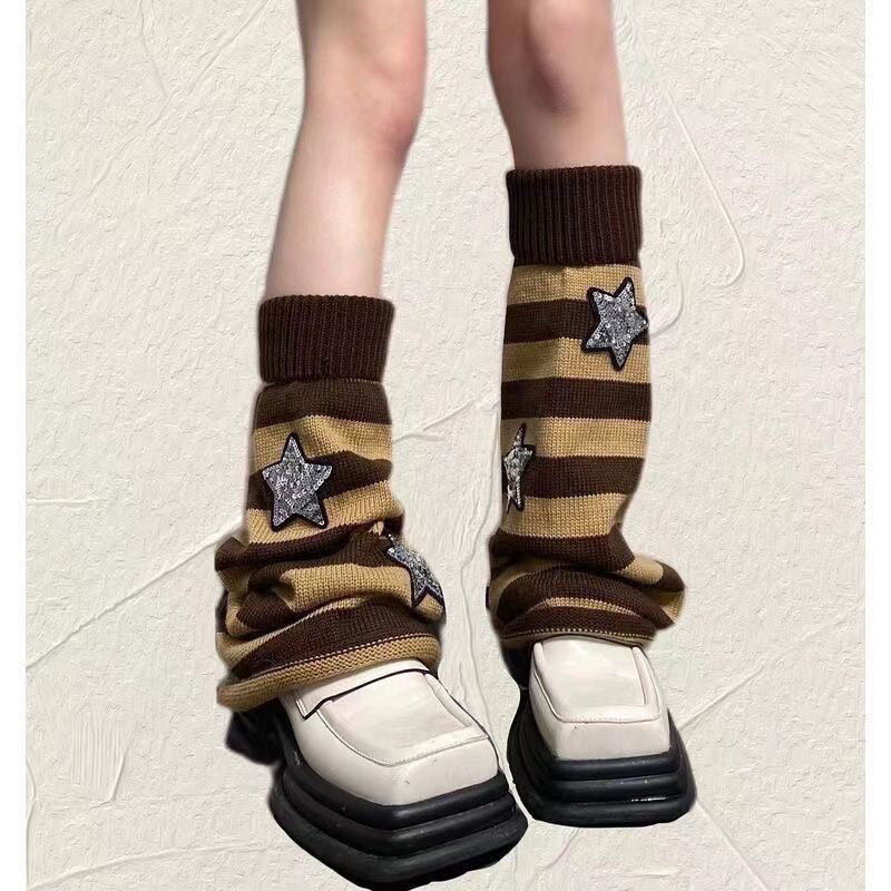 Wind Striped Knitted Leg Warmers For Women Socks To Pair With Snow Boots