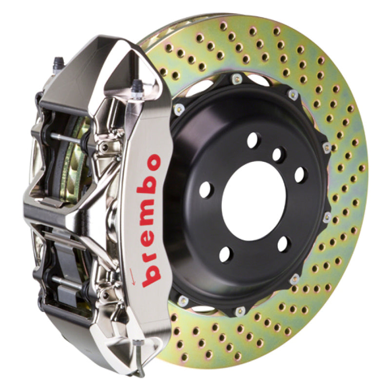 Brembo 06-13 Corvette Z06 Excl CC Brakes Fr GTR BBK 6Pist Billet 380x32 2pc Rotor Drilled- Nickel 1M1.9015AR