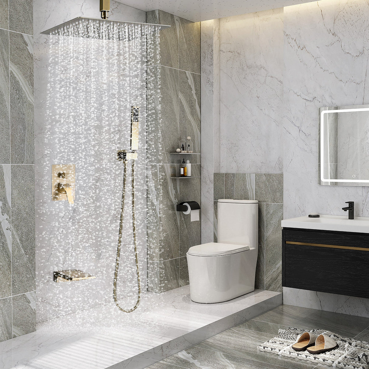 Shower Faucet Set with High Pressure 12 Inch Rainfall Head