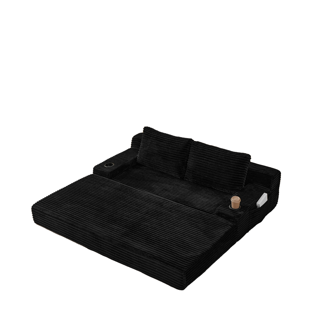 70.8-Inch Corduroy Two-in-One Sofa Bed with Lounge Chair