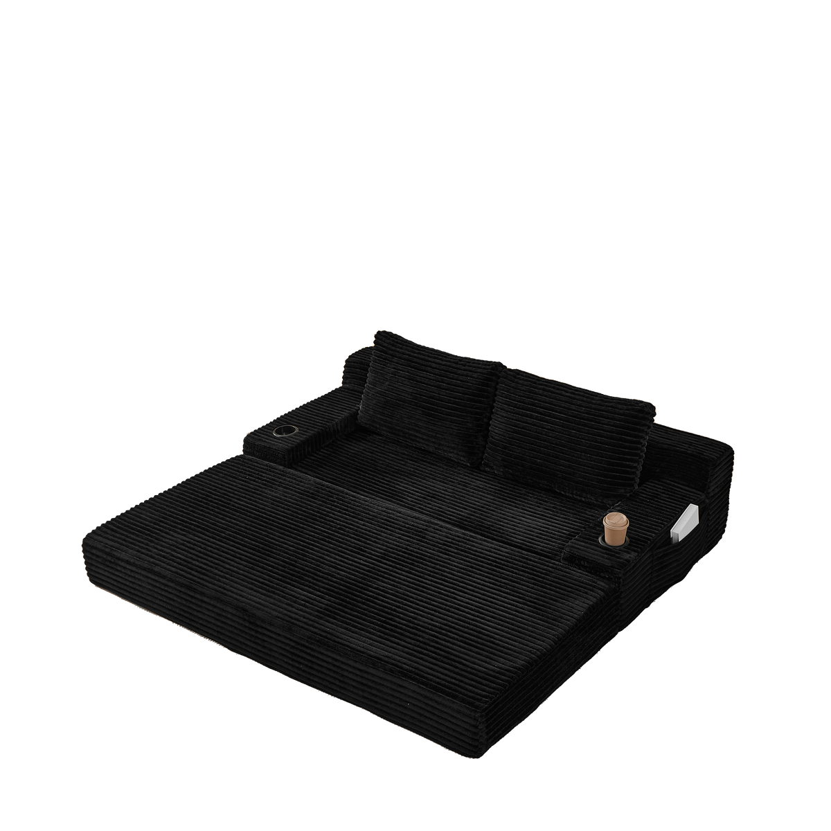 70.8-Inch Corduroy Two-in-One Sofa Bed with Lounge Chair
