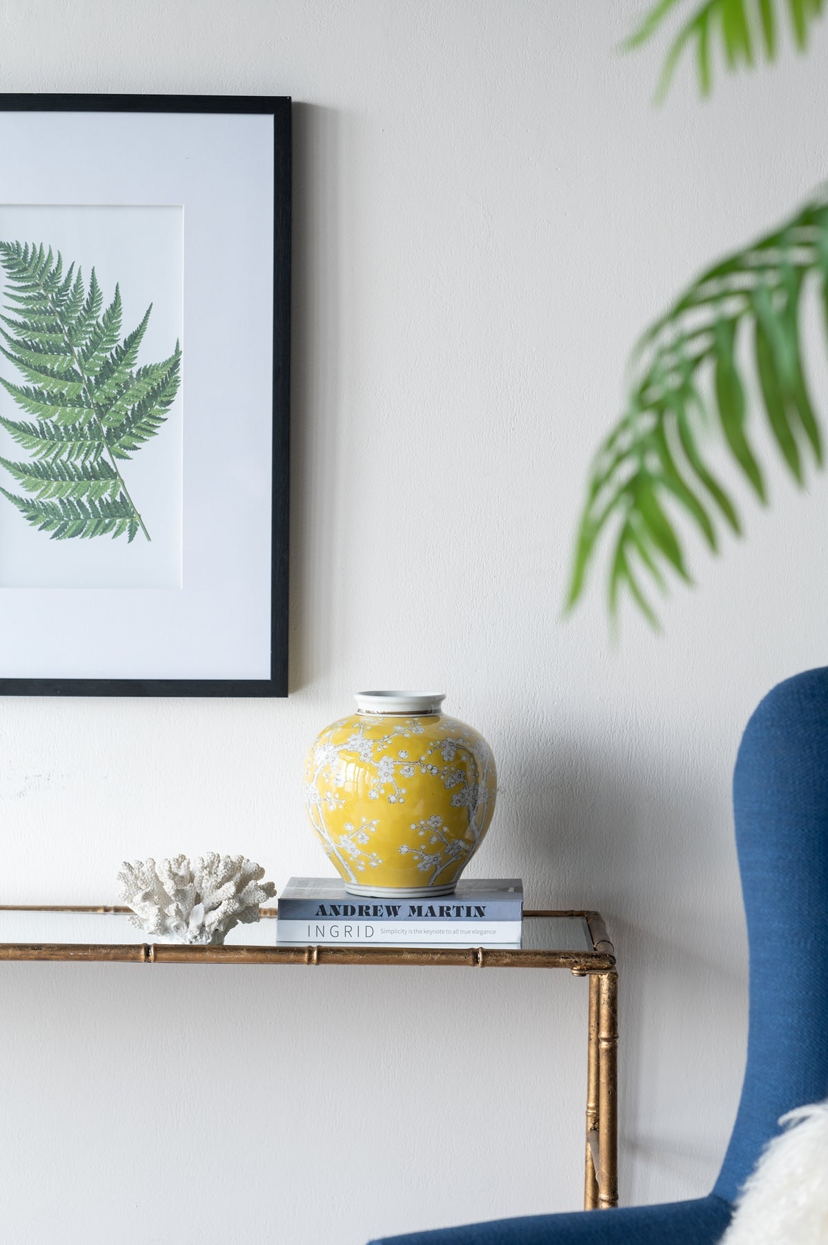 Decorative Yellow and White Accent Vase