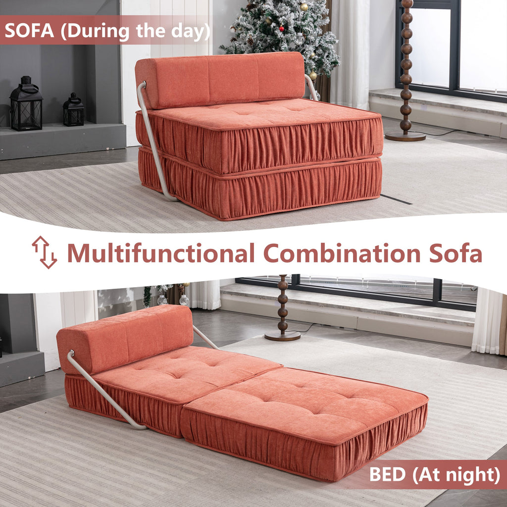 Orange Folding Sofa - Convertible Chair for Home