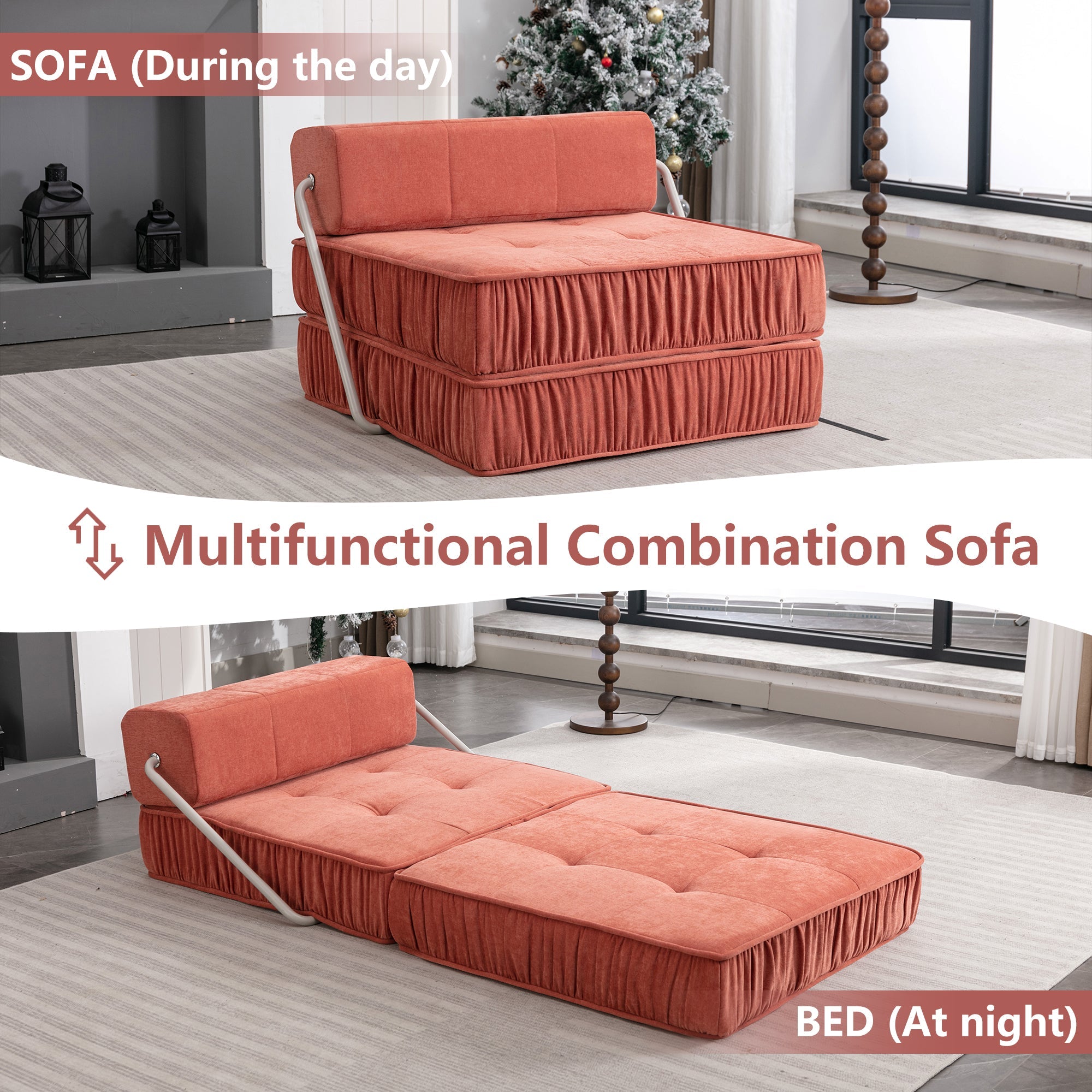 Orange Folding Sofa - Convertible Chair for Home