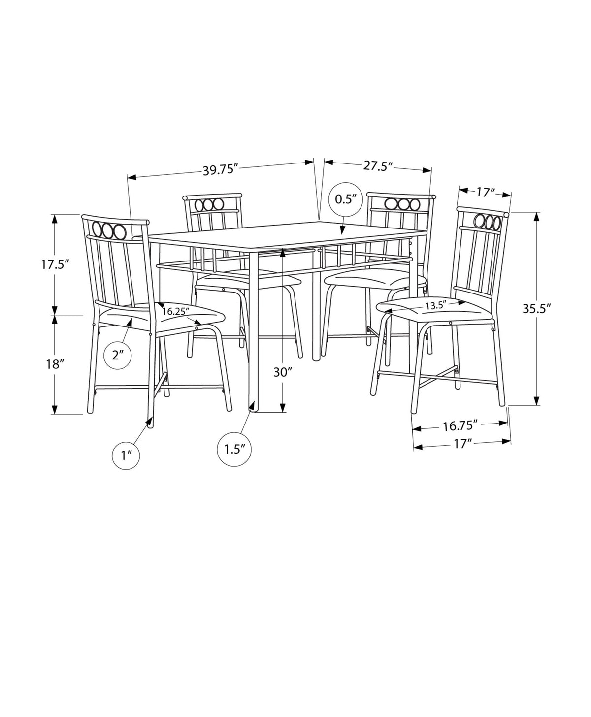 Contemporary 5-Piece Dining Table Set