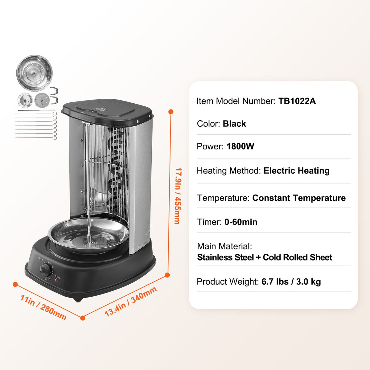 Stainless Steel Shawarma Grill Machine