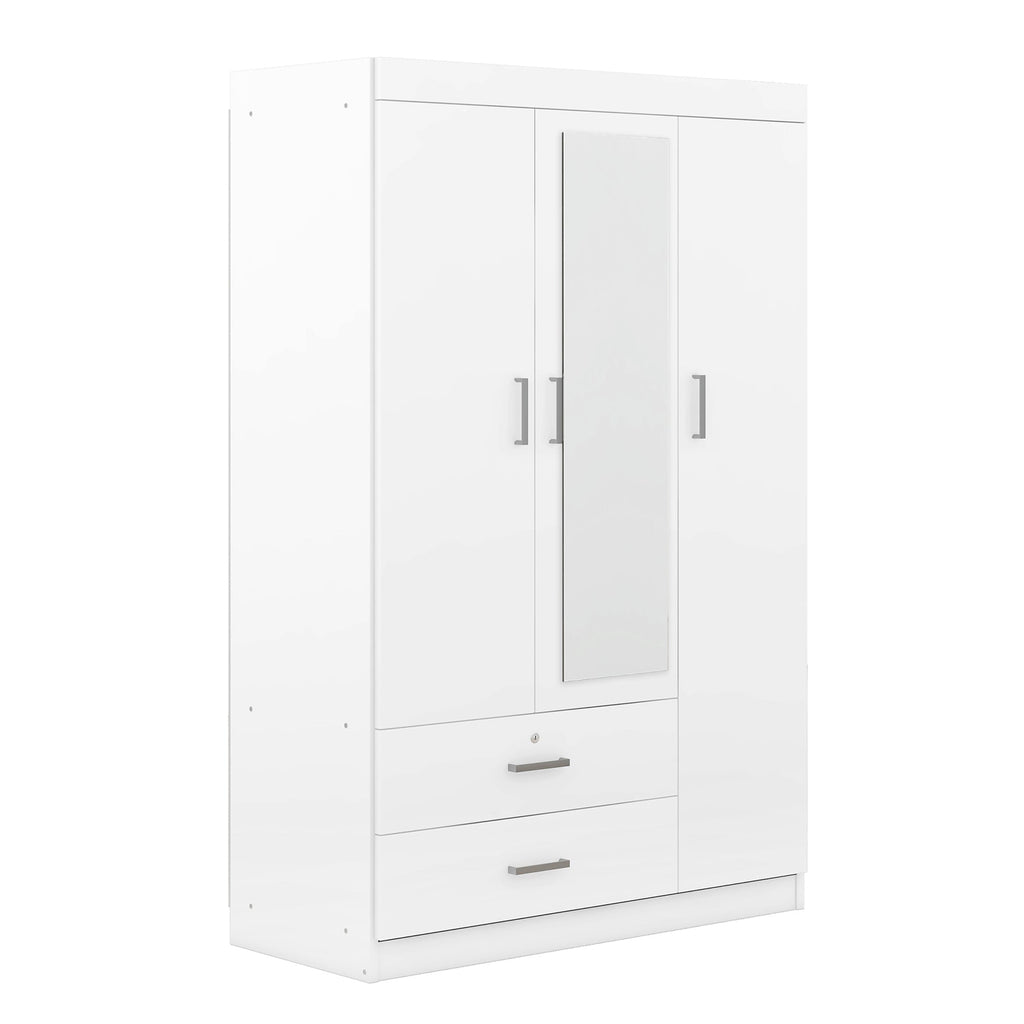 3-Door Mirror Wardrobe with Shelves