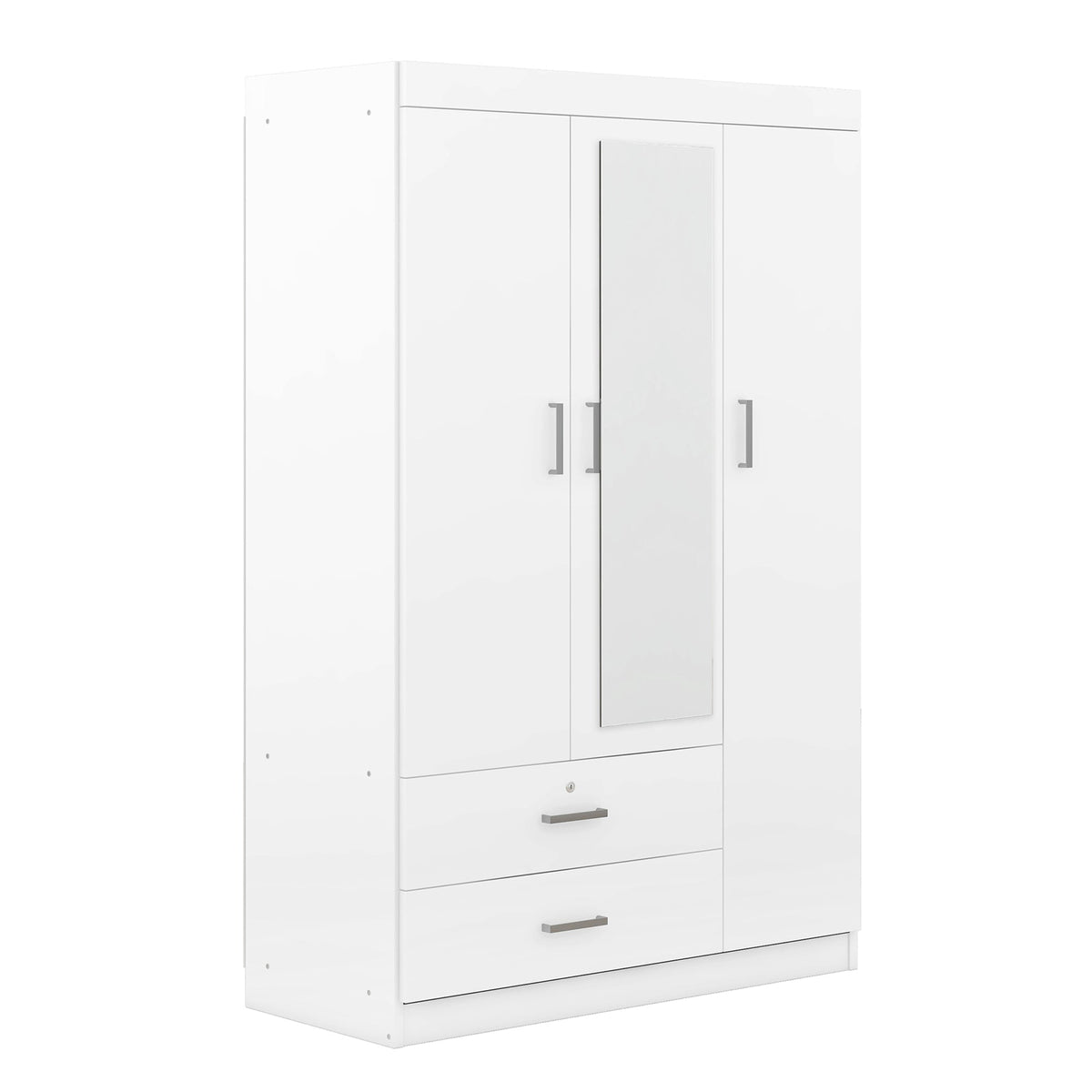 3-Door Mirror Wardrobe with Shelves