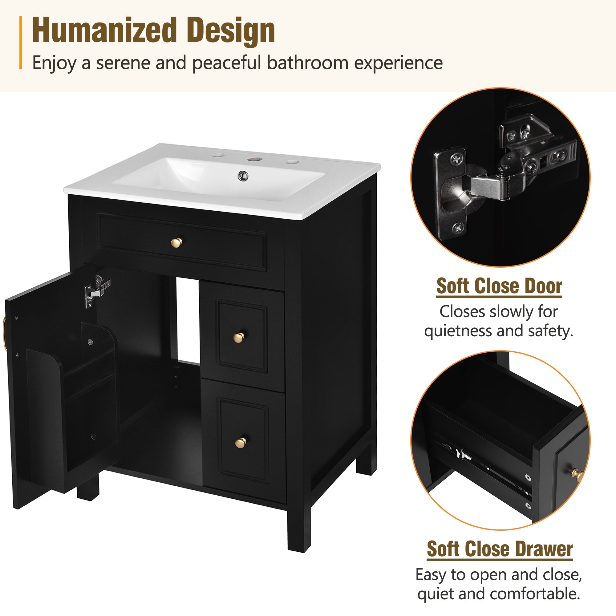 24-Inch Bathroom Vanity with Ceramic Sink