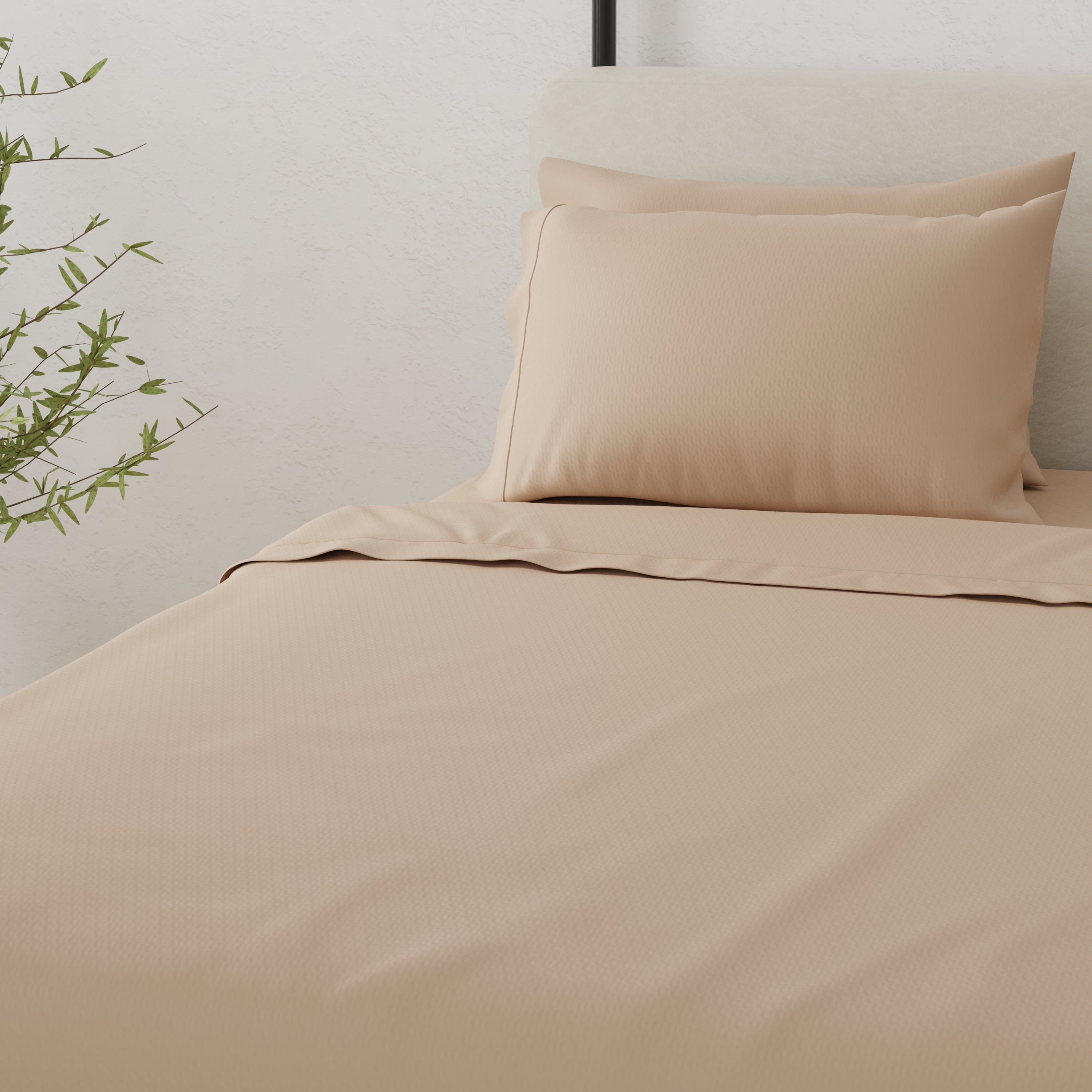 Omne Sleep 4-Piece Khaki Brushed Microfiber Twin Sheet Set