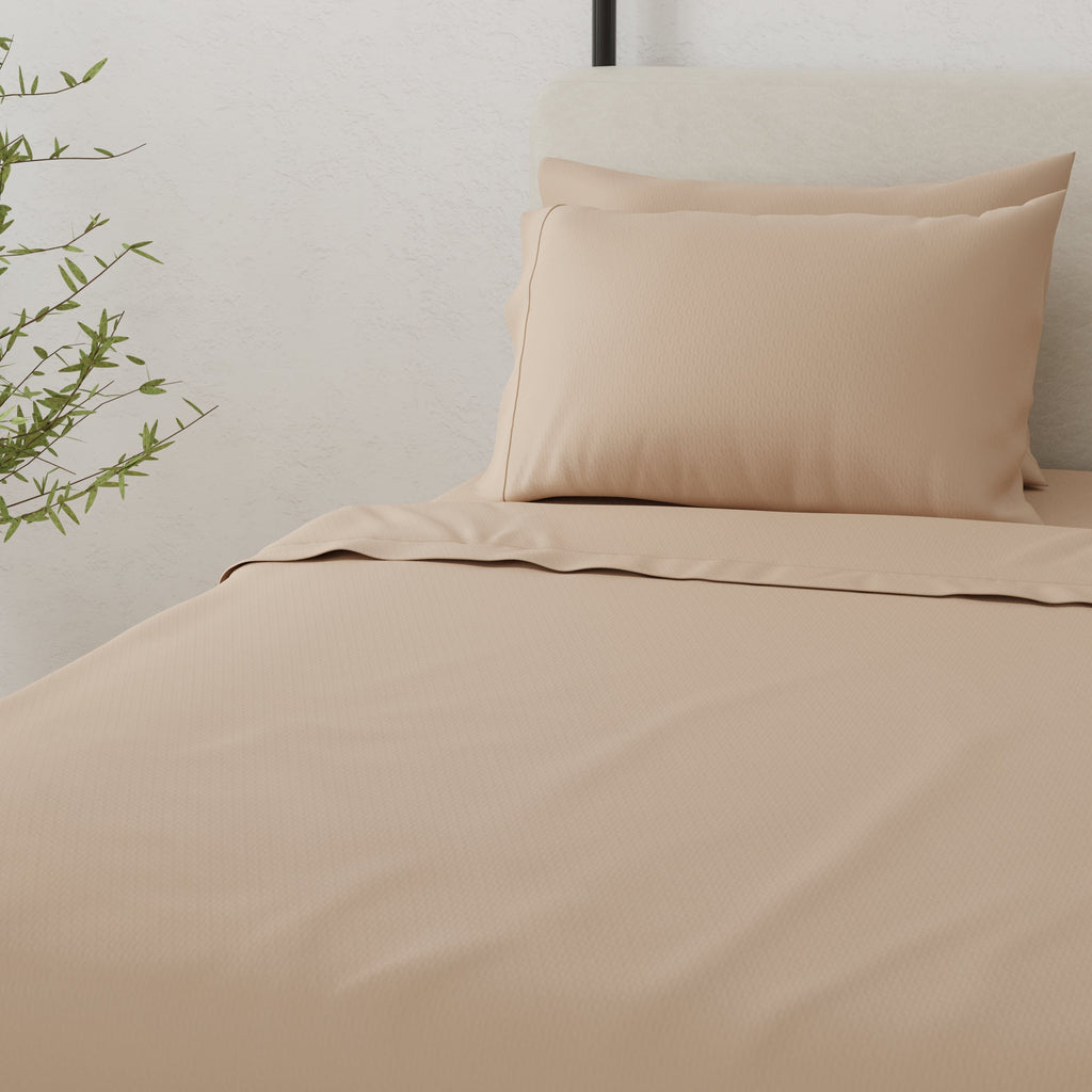 Omne Sleep 4-Piece Khaki Brushed Microfiber California King Hypoallergenic Sheet Set