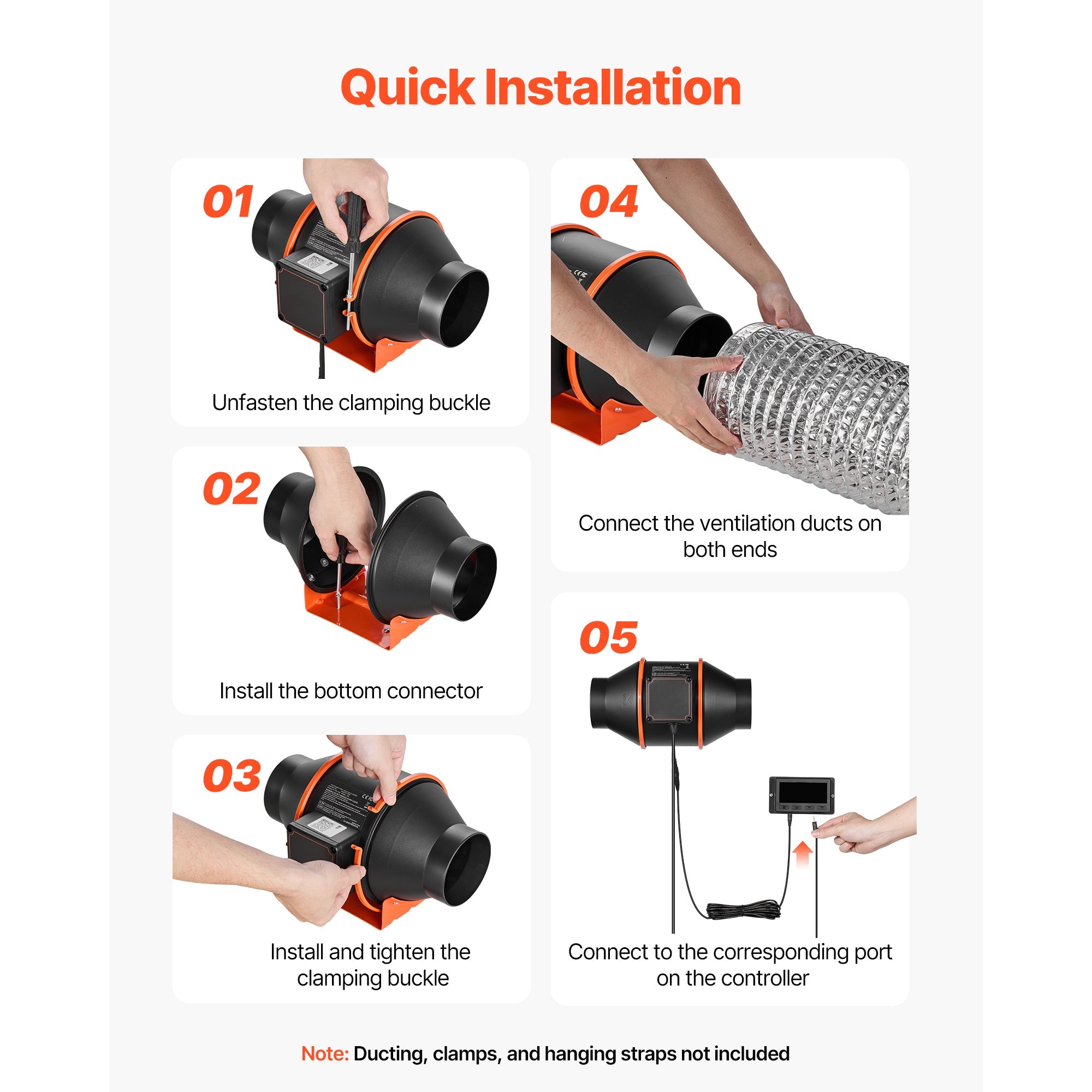 Inline Duct Fan, 205 CFM 4 Inch EC Motor