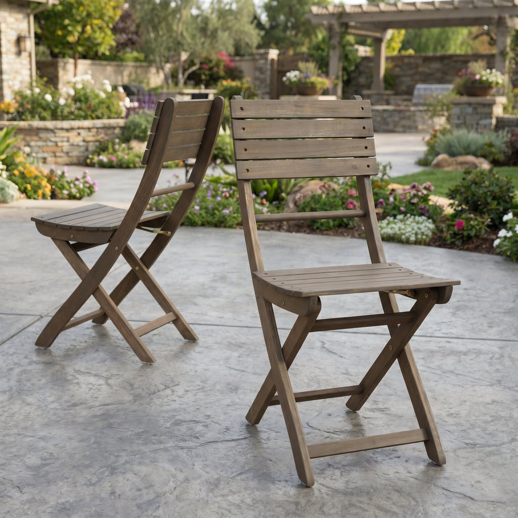 Outdoor Acacia Wood Folding Dining Chair (Set of 2)