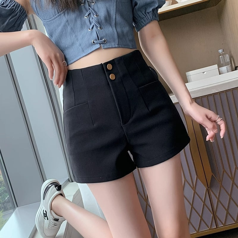 High-waisted Straight-leg Shorts For Women