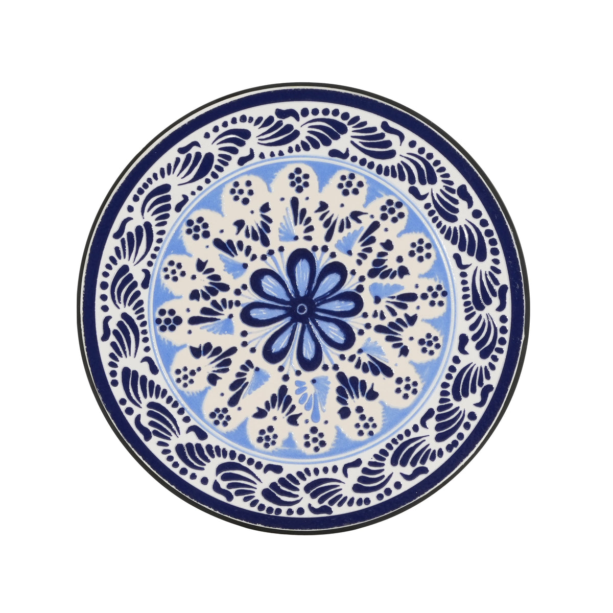Patio Side Table, Blue + Black