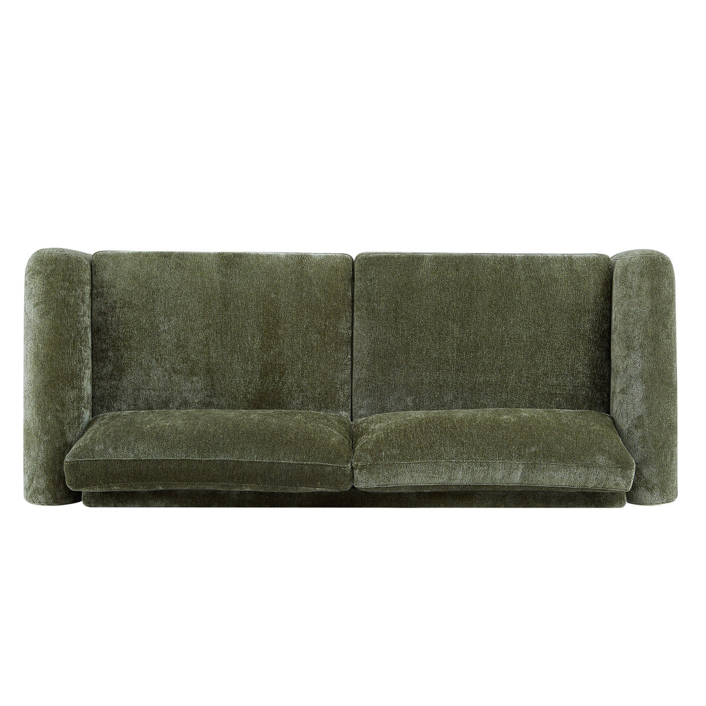 89"L Olive Chenille Sofa