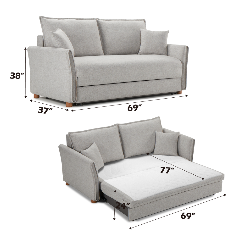 Oren Gray Chenille Sleeper Sectional Sofa