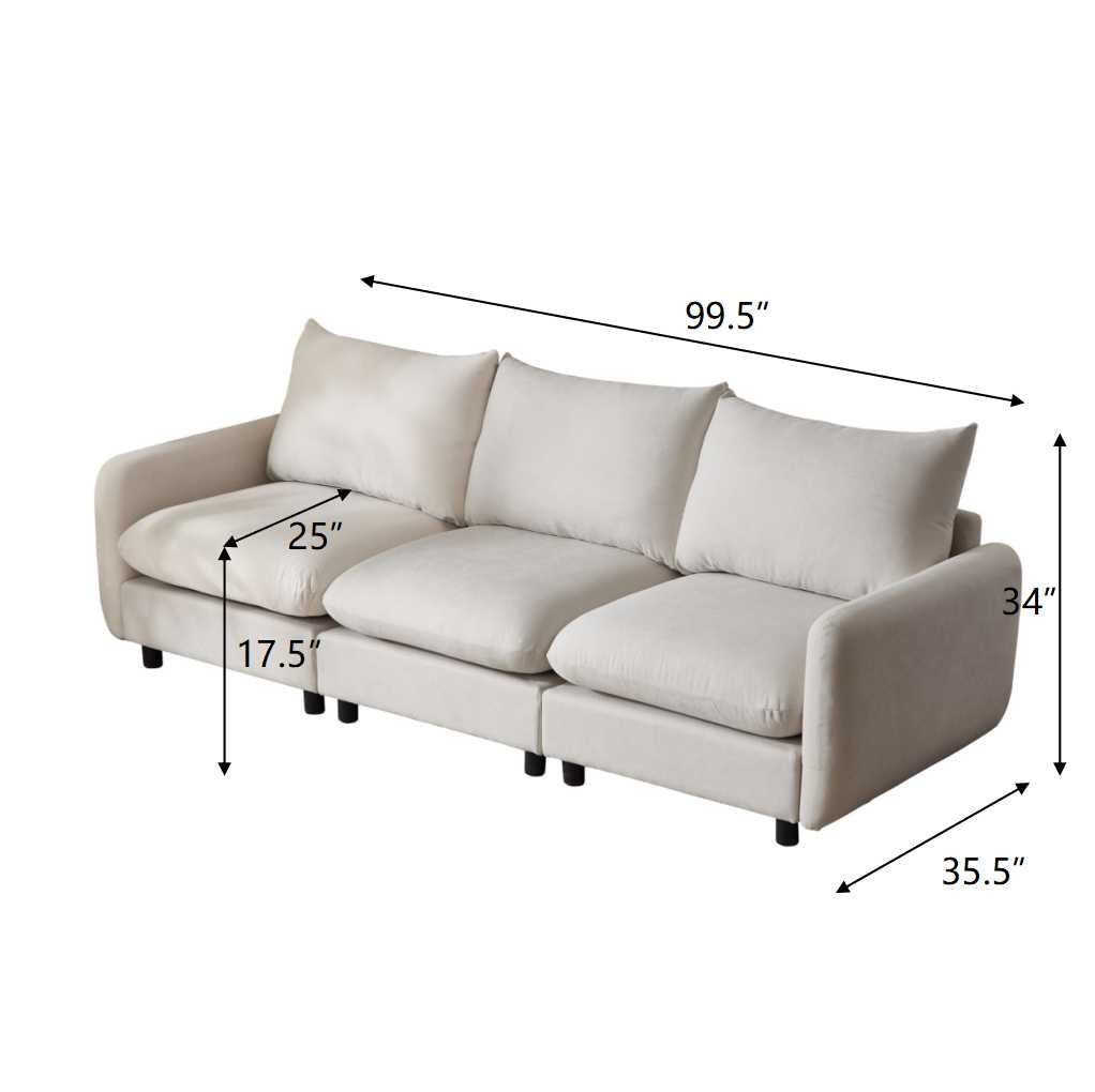 99 in. 3-Piece Modular Free Combination Sectional Sofa Couch